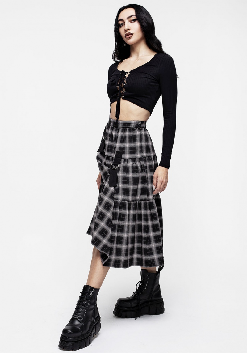 Disturbia Banshee Check Bondage Skirt | DOO-87702864