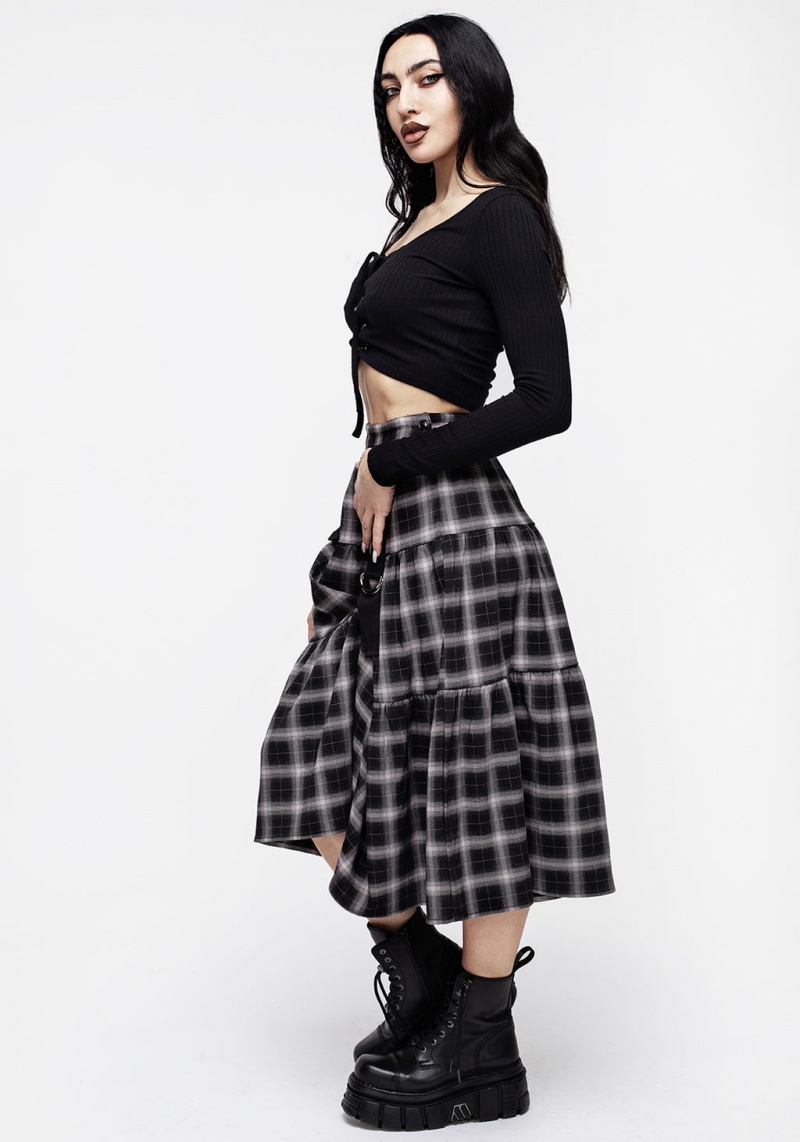 Disturbia Banshee Check Bondage Skirt | DOO-87702864