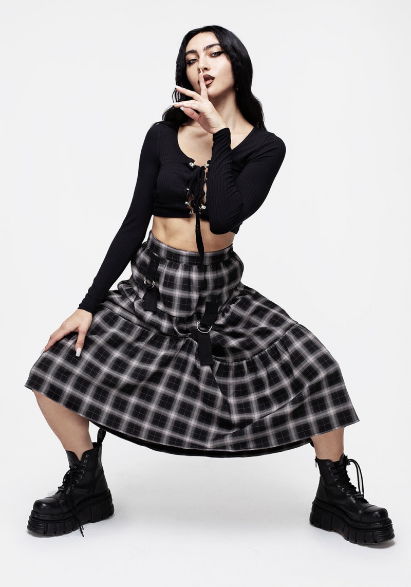 Disturbia Banshee Check Bondage Skirt | DOO-87702864