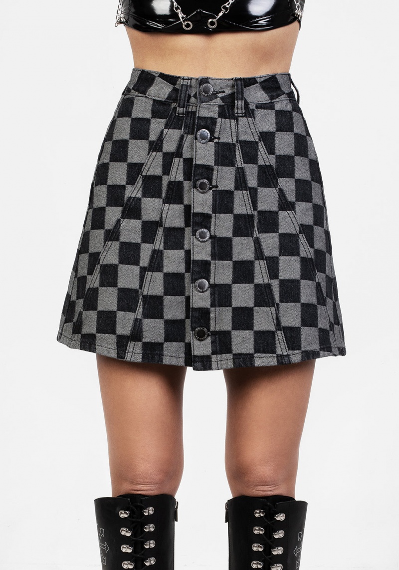 Disturbia Kerb A-line Denim Mini Skirt | OLA-83863964