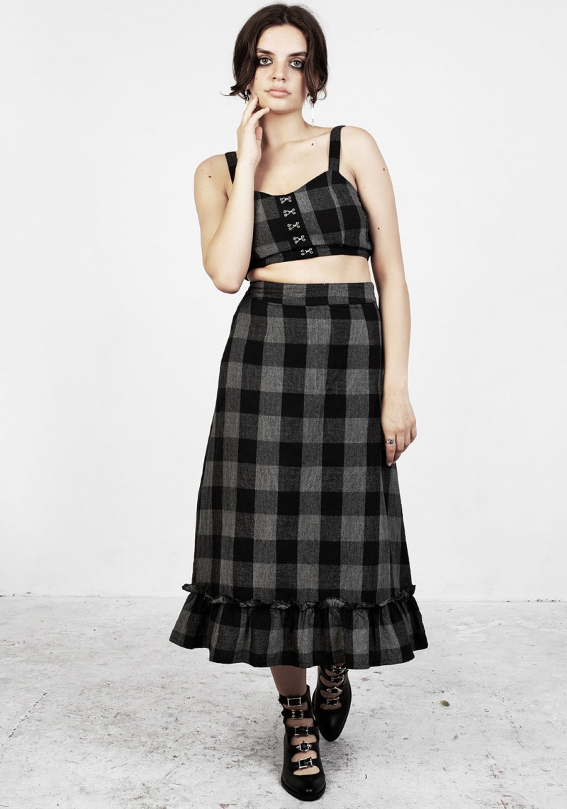 Disturbia Nyctophilia Midi Skirt | UJQ-59112003