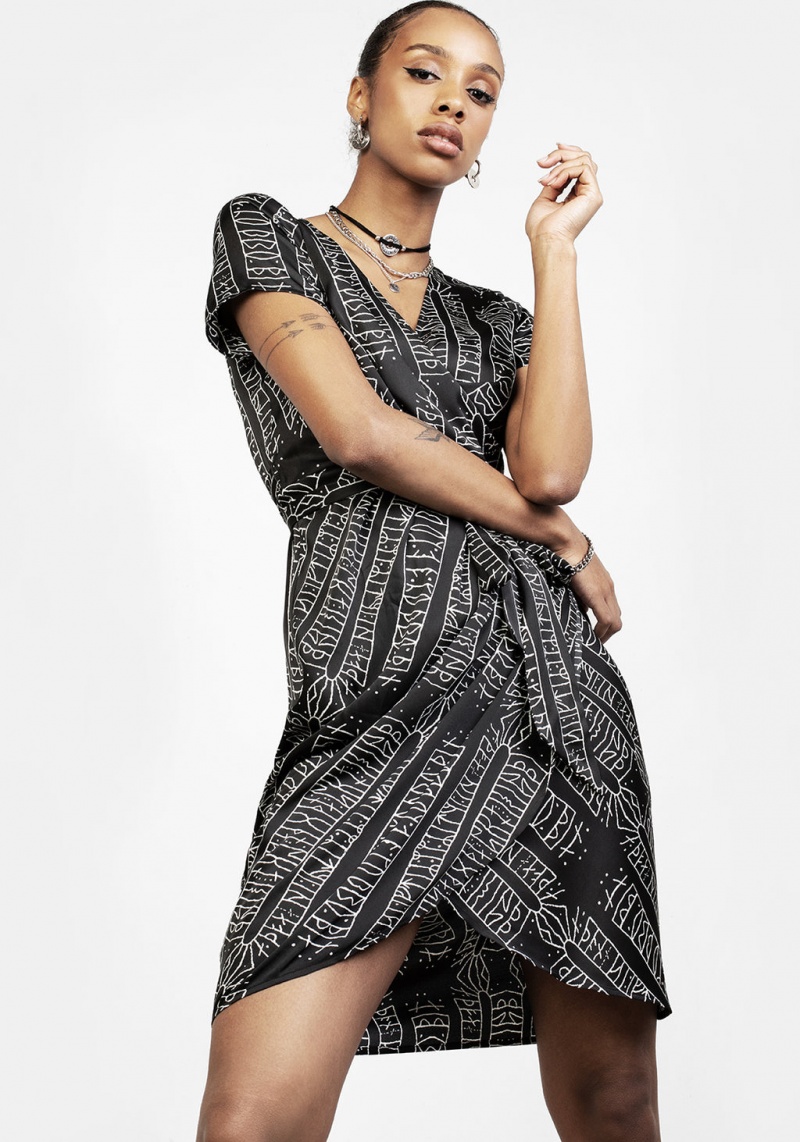 Disturbia Runes Wrap Midi Robe | FQI-84554330