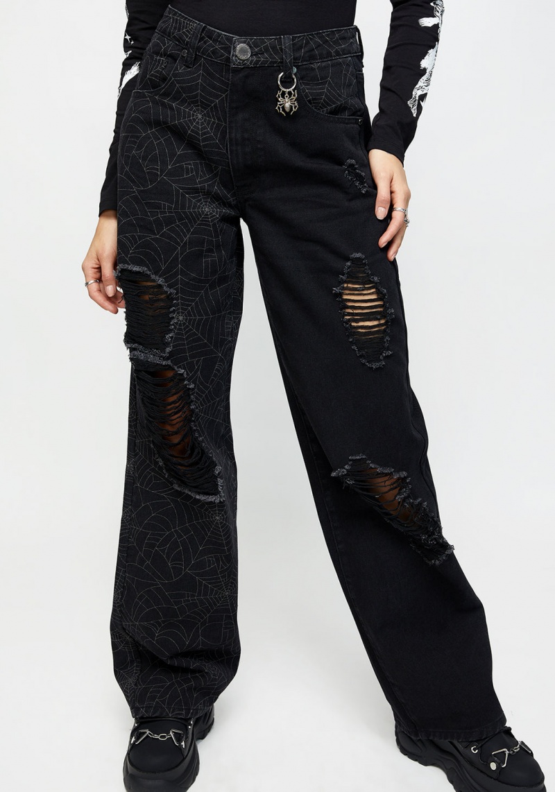 Disturbia Venom Spliced Larges Leg Jeans | QGI-20997303