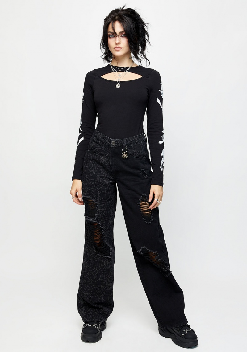 Disturbia Venom Spliced Larges Leg Jeans | QGI-20997303