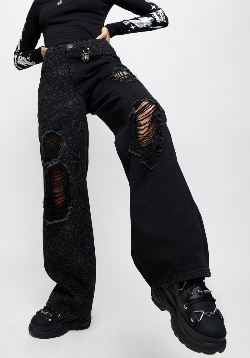 Disturbia Venom Spliced Larges Leg Jeans | QGI-20997303