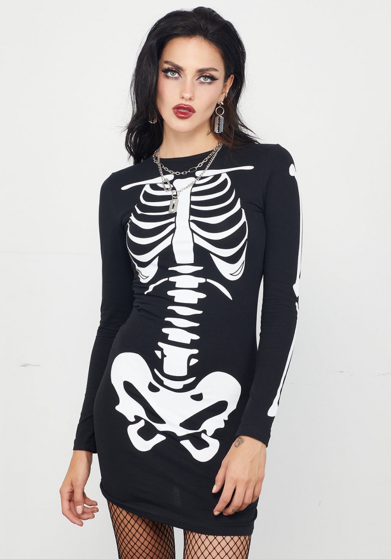 Disturbia Skeletus Mini Jersey Robe | BBX-15344837