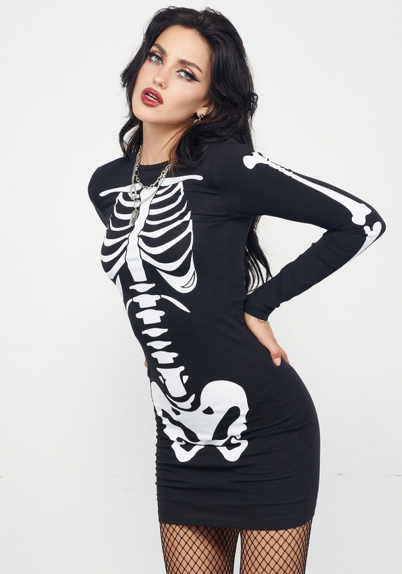 Disturbia Skeletus Mini Jersey Robe | BBX-15344837