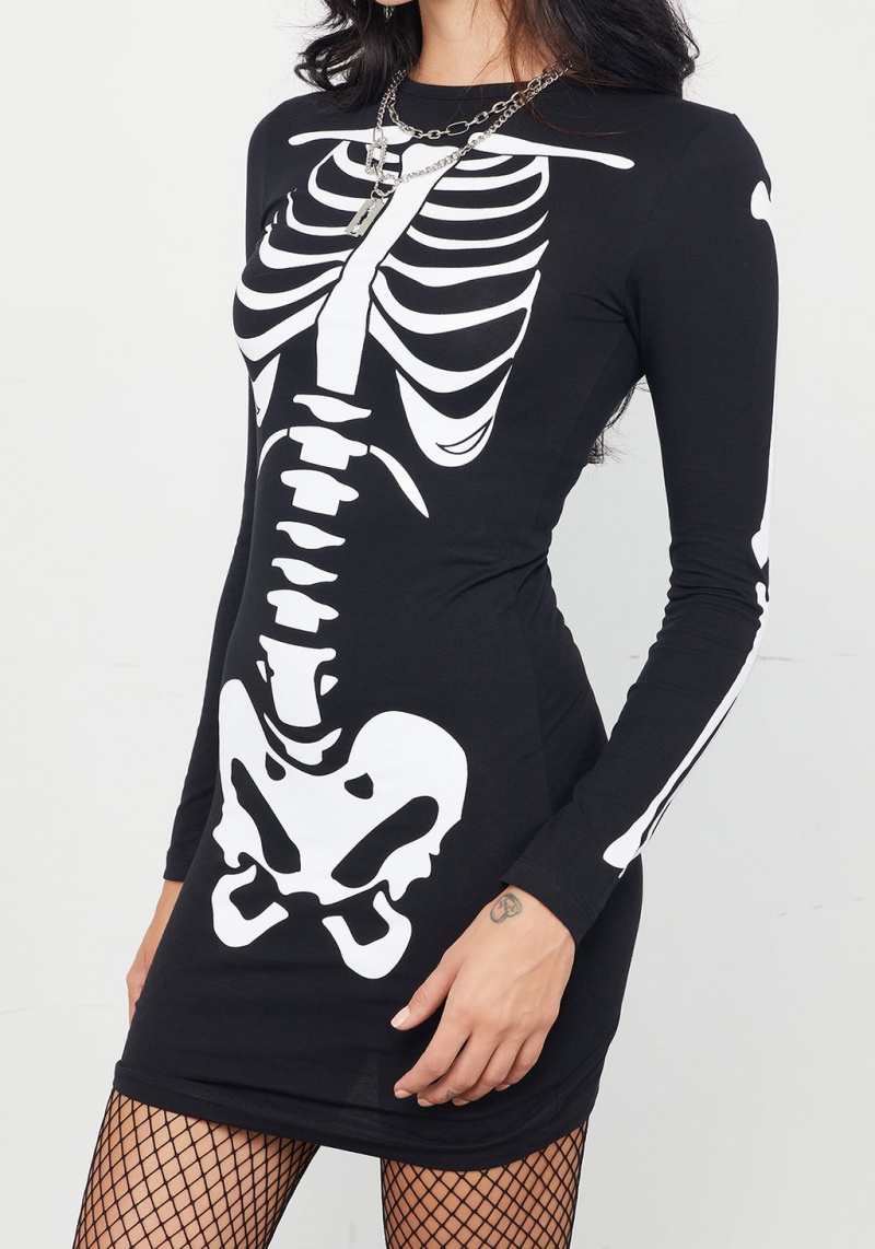 Disturbia Skeletus Mini Jersey Robe | BBX-15344837