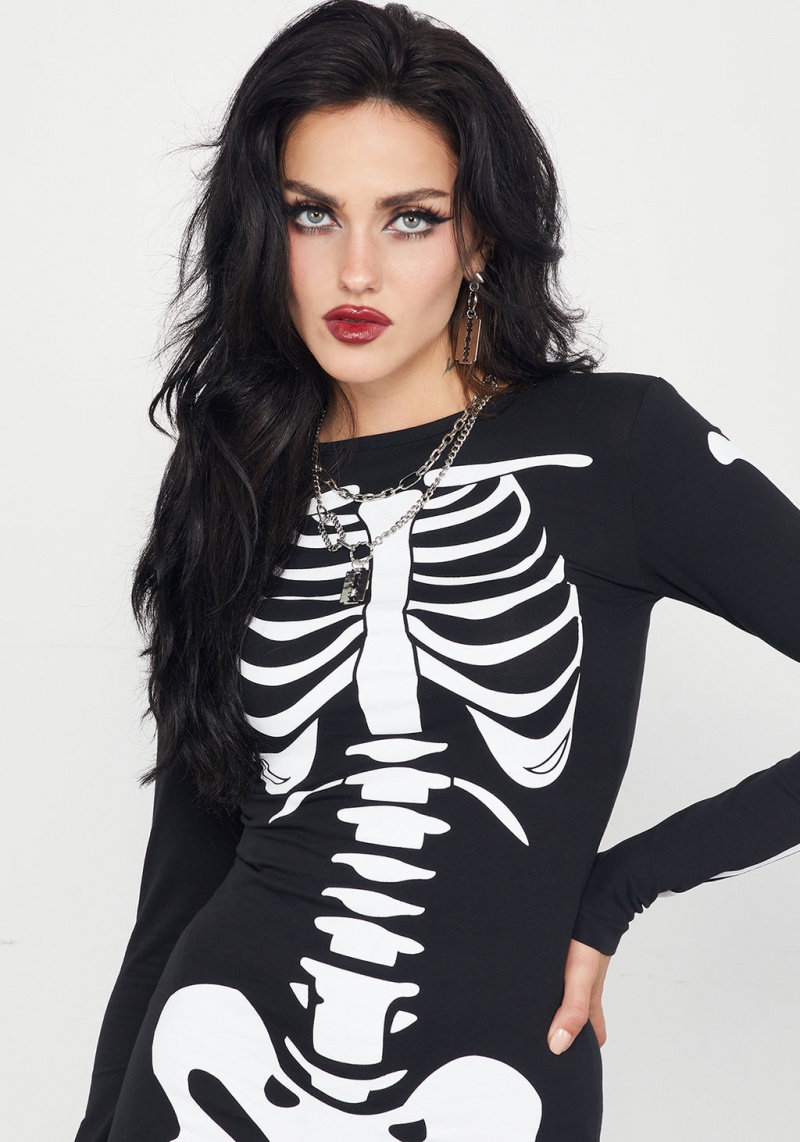 Disturbia Skeletus Mini Jersey Robe | BBX-15344837