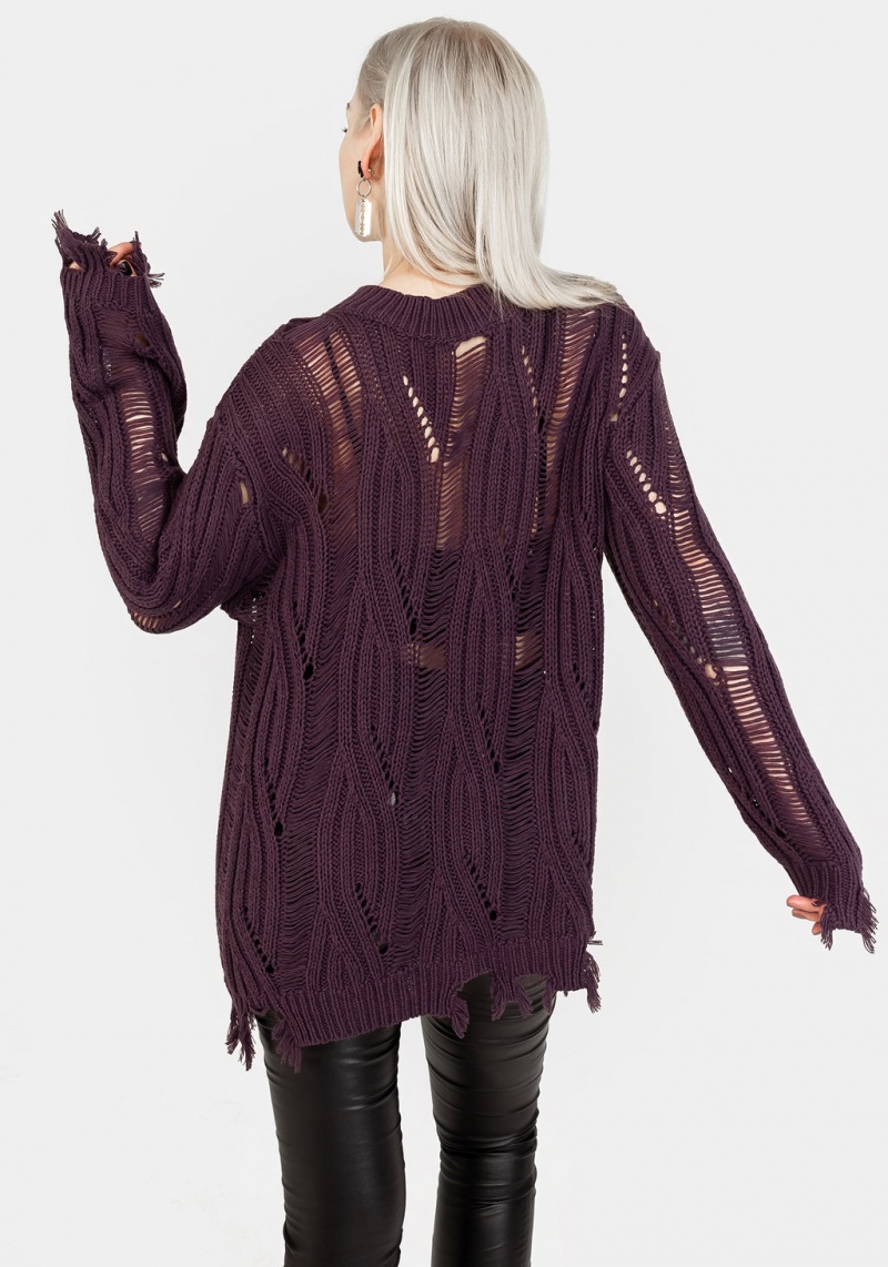 Disturbia Dayglo Relaxed Knit Jumper in Lavender Mist | ZXF-52801740