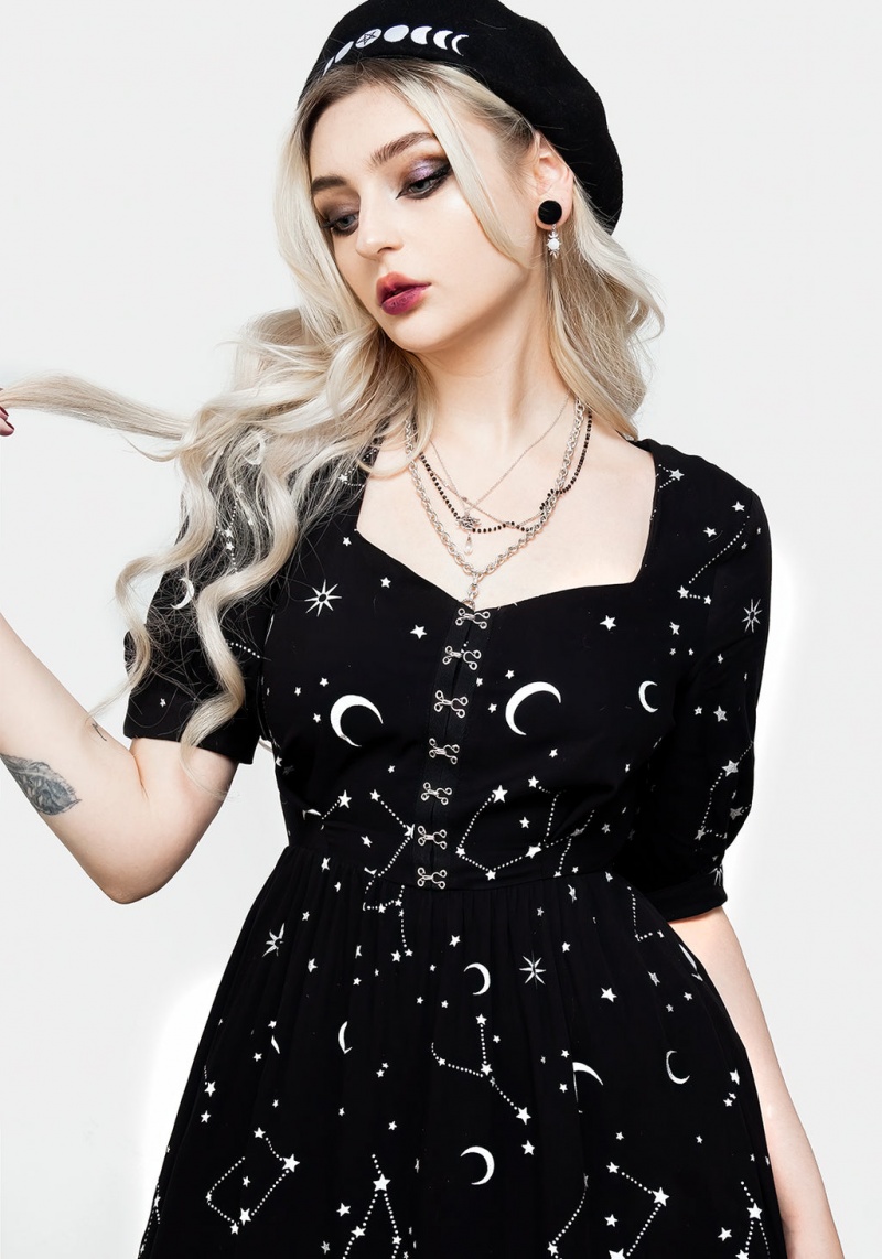 Disturbia Silver Celestial Print Sweetheart Midi Robe | BOY-13172236