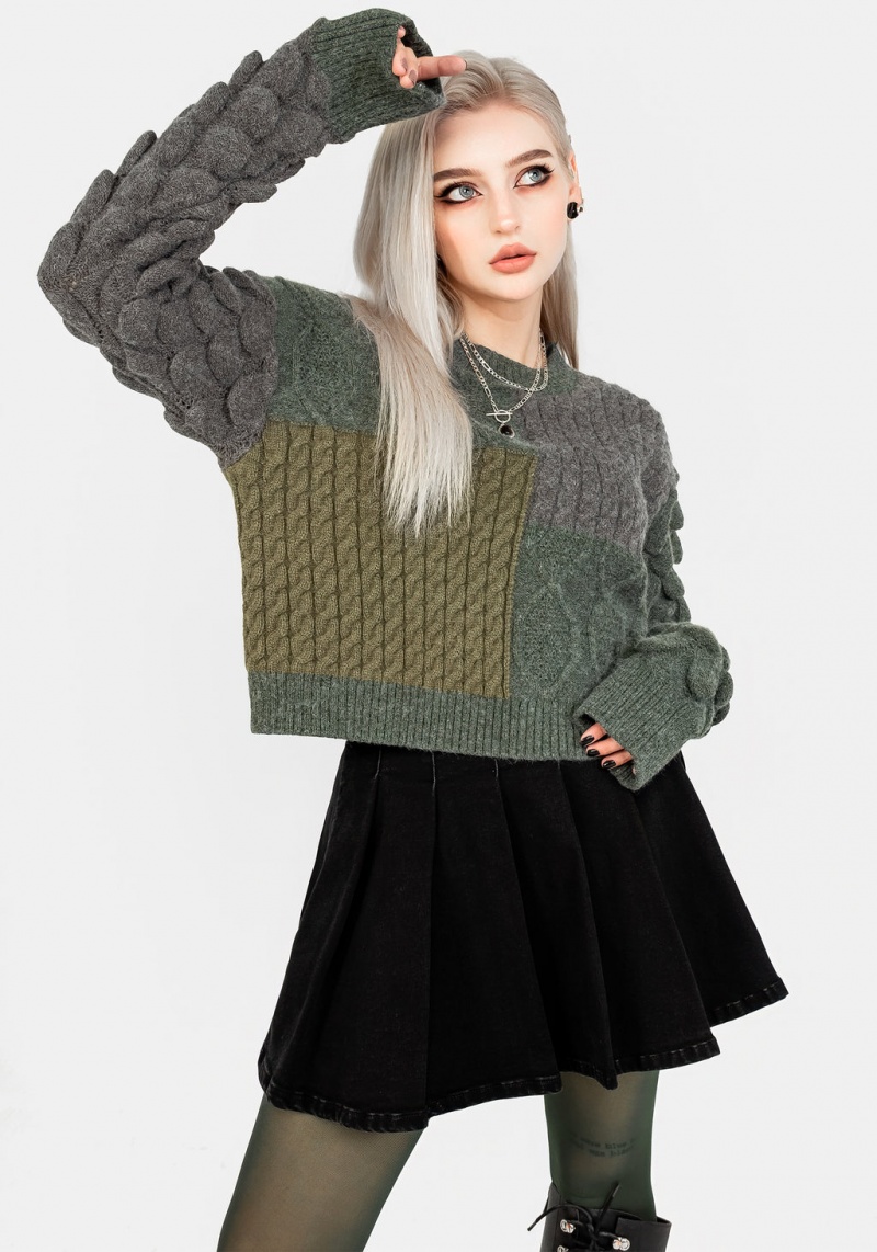 Disturbia Brazen Spliced Crop Jumper In Cobra Green | WEC-56443405