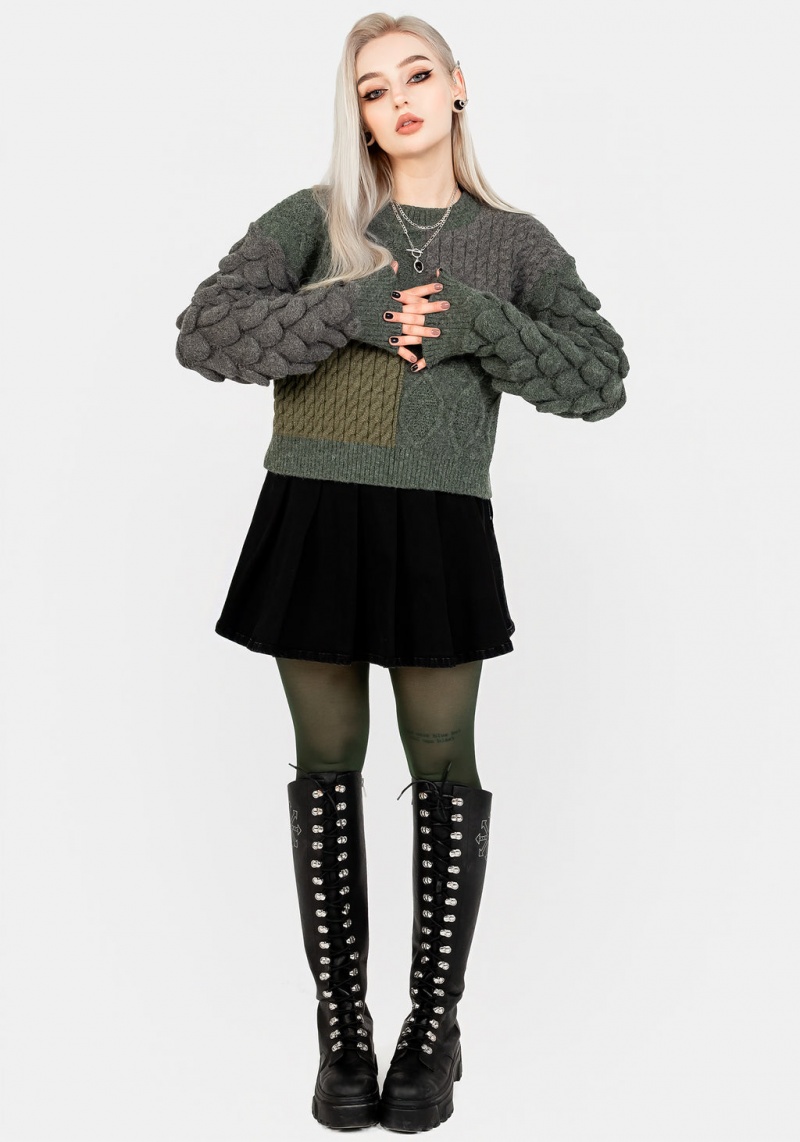 Disturbia Brazen Spliced Crop Jumper In Cobra Green | WEC-56443405