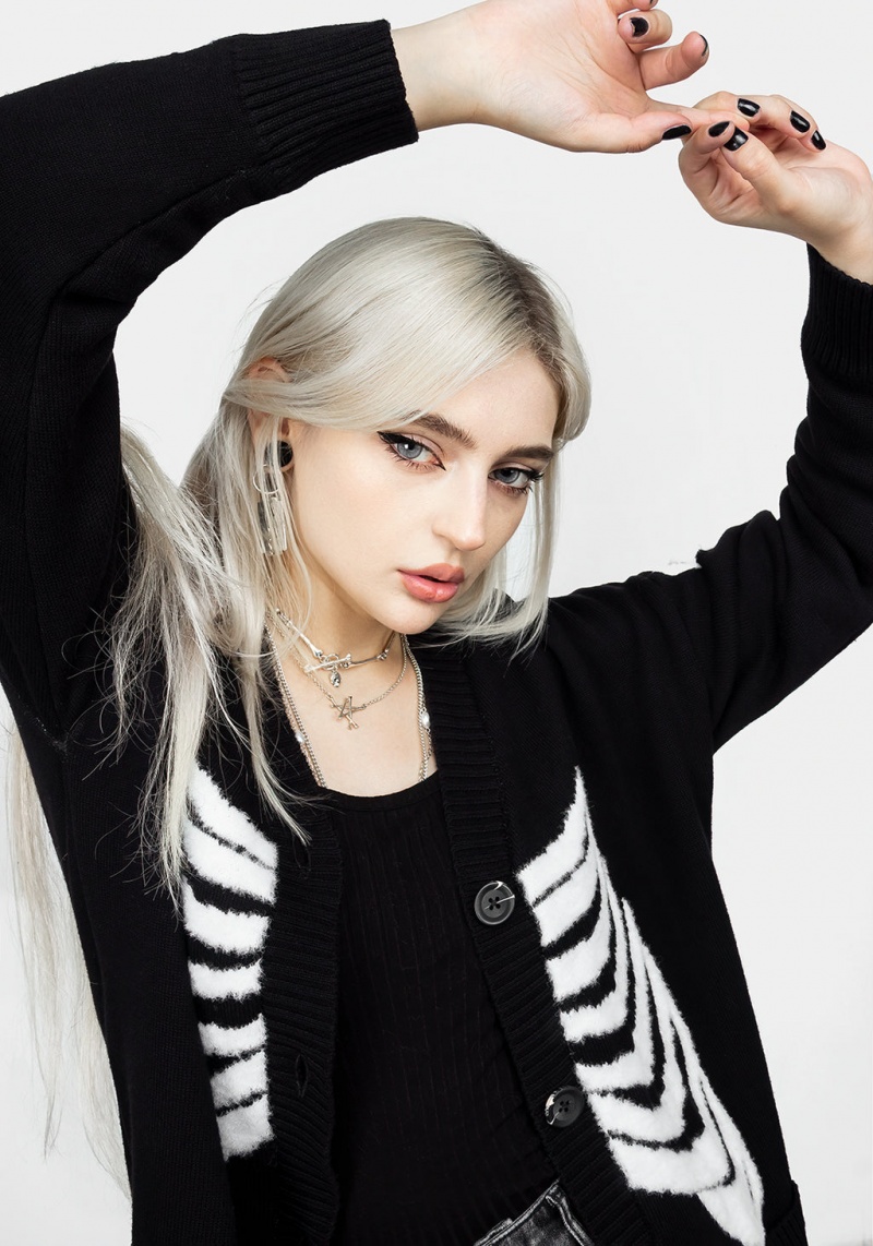 Disturbia Skeletus Oversized Cardigan | YYC-49013837