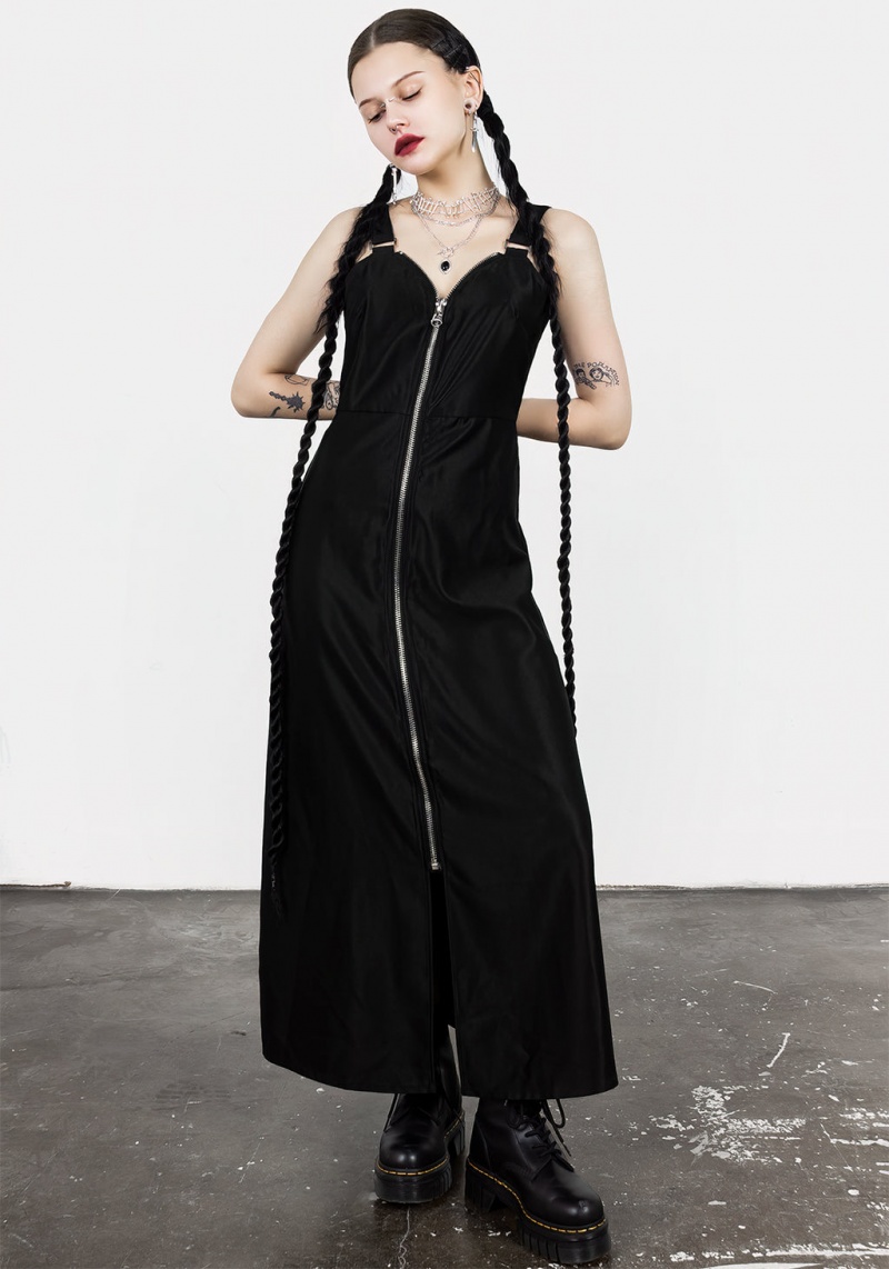 Disturbia Vengeance Zipped Slip Midaxi Robe | NPR-48026142