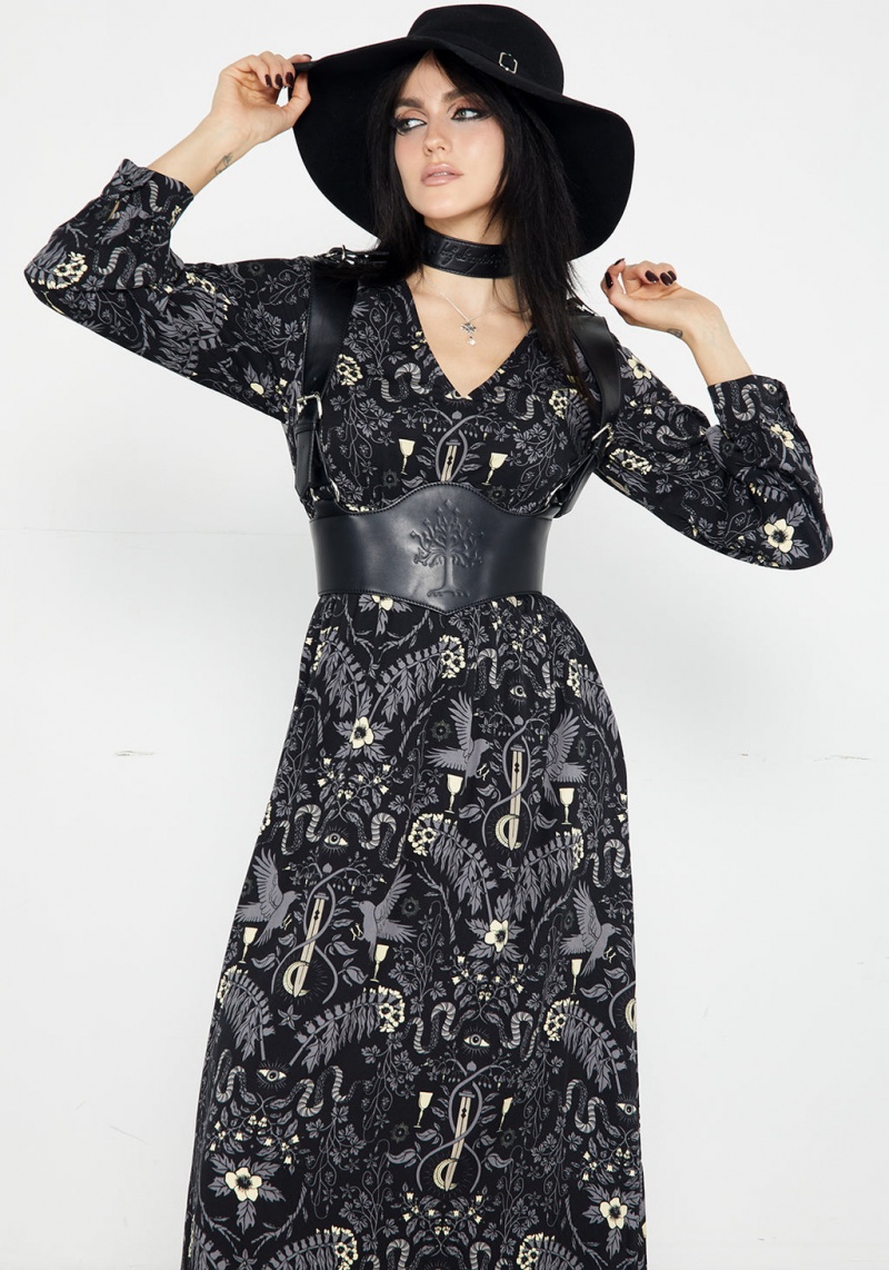 Disturbia Hecate's Garden Long Sleeve Midaxi Robe | APW-49579347