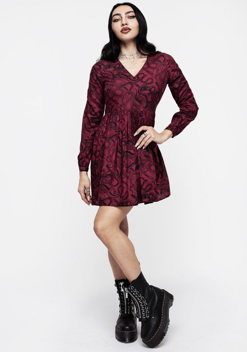 Disturbia Ophidia Snakes Print Mini Robe - Red | XYG-96184417