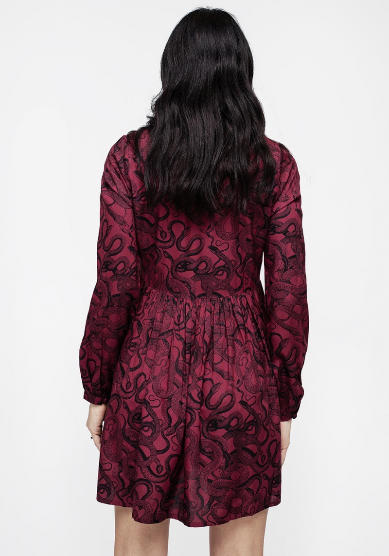 Disturbia Ophidia Snakes Print Mini Robe - Red | XYG-96184417