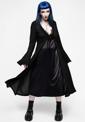 Disturbia Xana Textured Tie Front Long Cardigan | TSQ-85497662