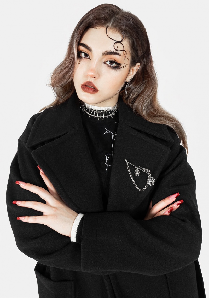 Disturbia Meltdown Oversized Coat with Brooch | PER-53818790