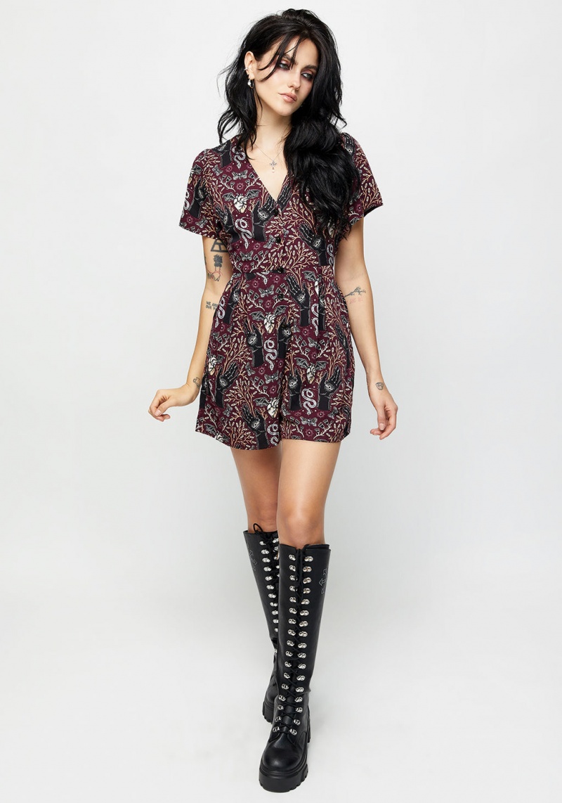 Disturbia Hemlock Button Up V Neck Playsuit | VTE-81288022