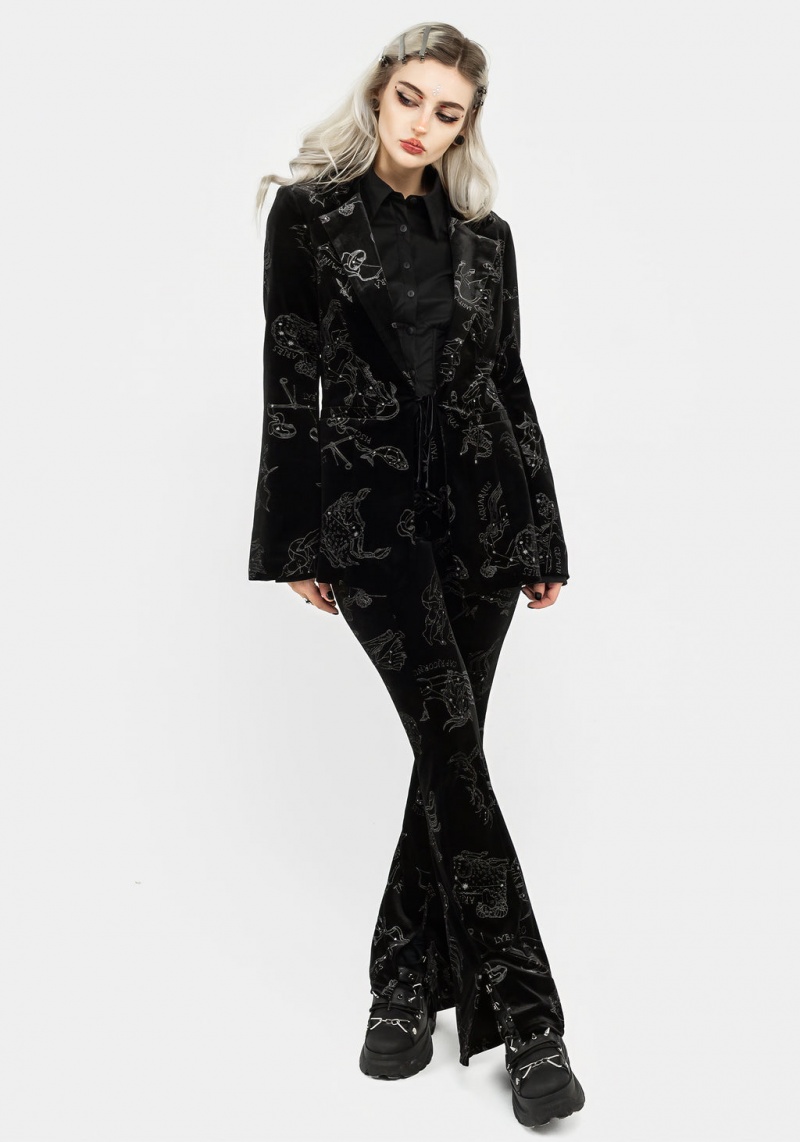 Disturbia Zodiac Foil Print Velour Blazer | MCL-96610584