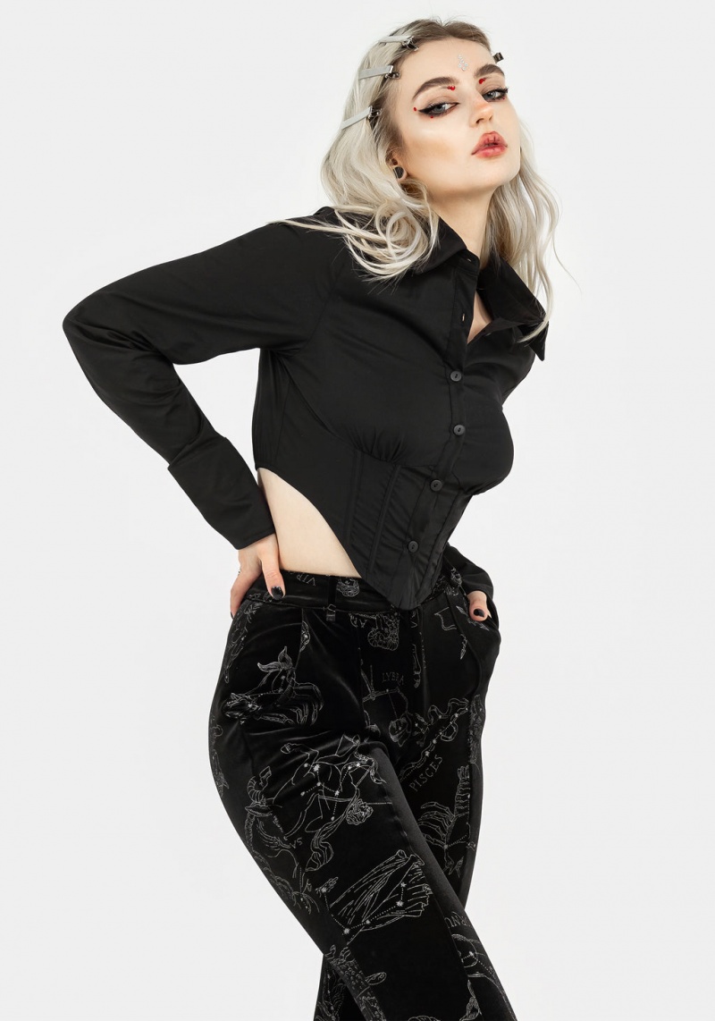 Disturbia Ingram Collared Corset Shirt | FTU-65905000