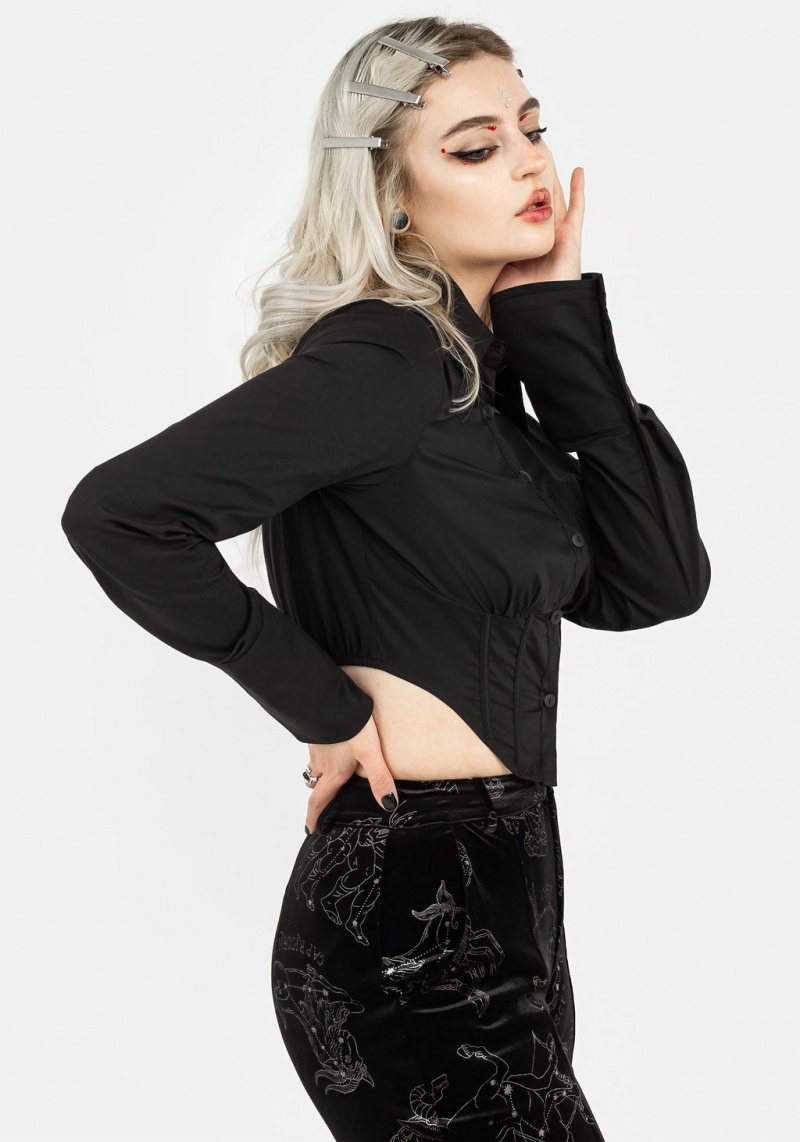 Disturbia Ingram Collared Corset Shirt | FTU-65905000