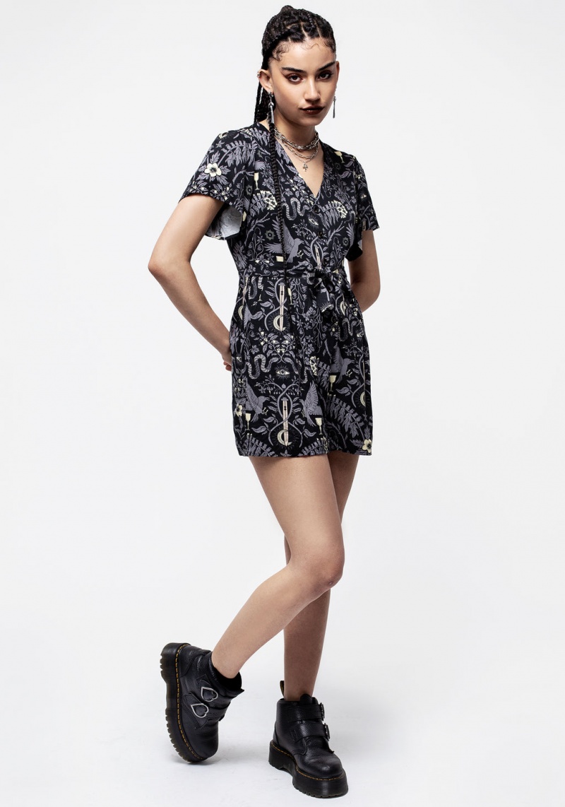 Disturbia Hecate's Garden Button Up Playsuit | USQ-44993045