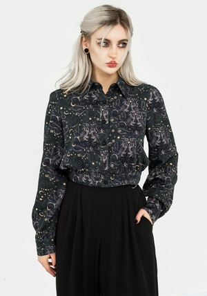 Disturbia Cailleach Button Up Crop Shirt | MEH-60769832