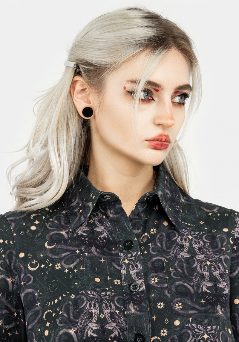 Disturbia Cailleach Button Up Crop Shirt | MEH-60769832