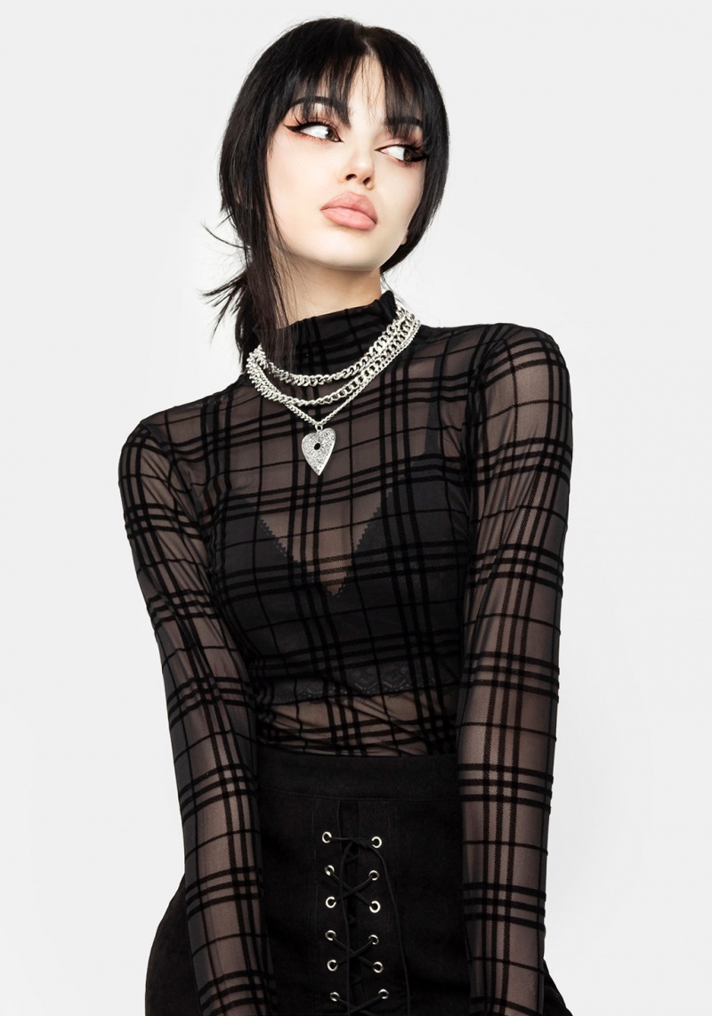 Disturbia Buffy Check Mesh Top | LEU-22582729