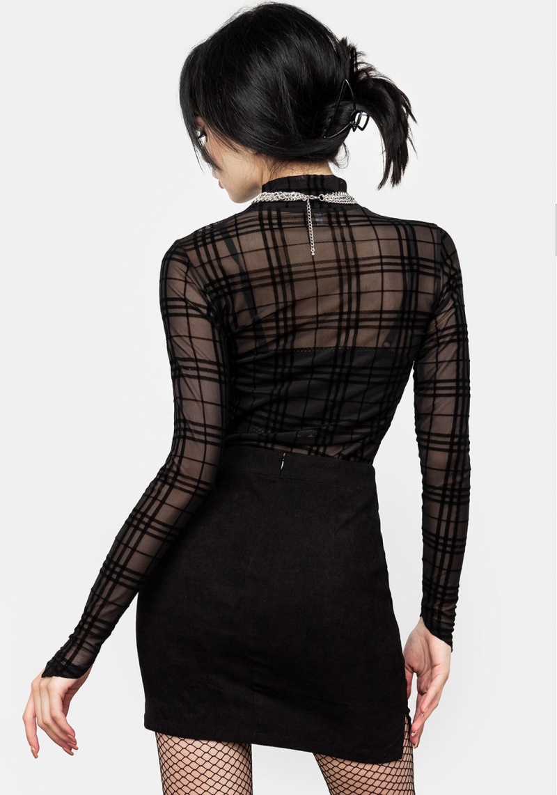 Disturbia Buffy Check Mesh Top | LEU-22582729