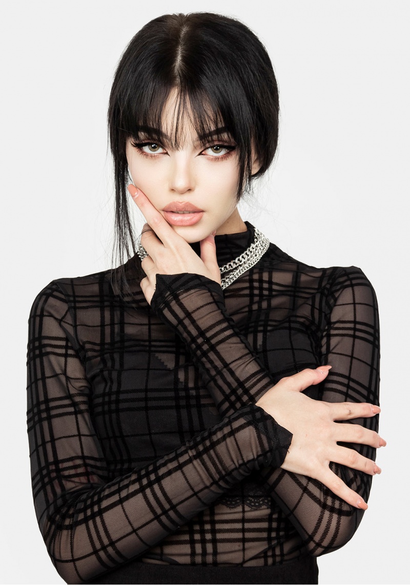 Disturbia Buffy Check Mesh Top | LEU-22582729