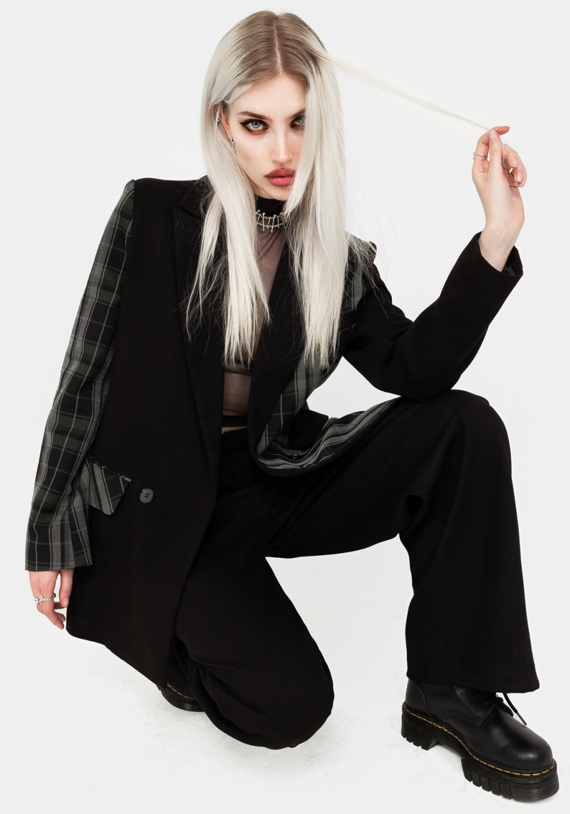 Disturbia Checkmate Spliced Oversized Blazer | UYN-59348321