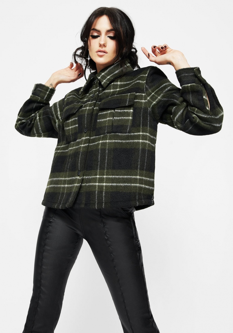 Disturbia Logan Collared Pocket Check Shacket | ROS-02255904