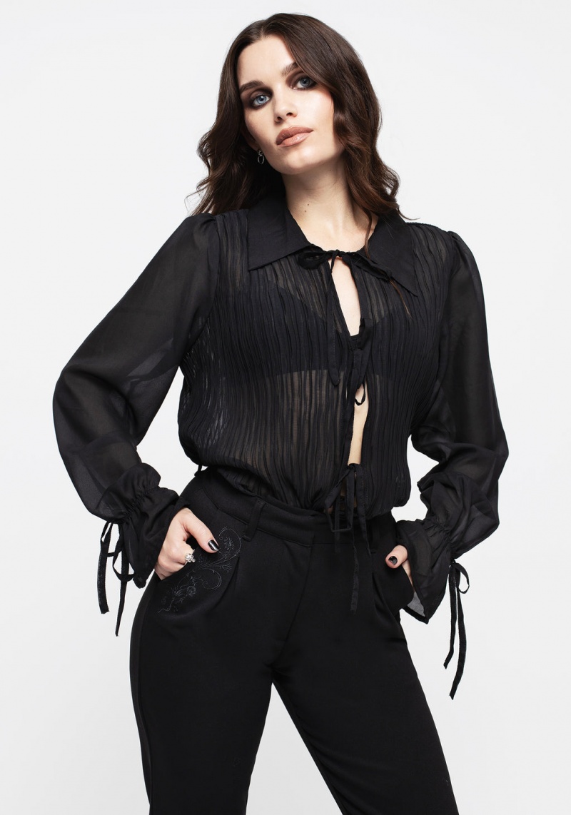 Disturbia Evelyn Sheer Ruffle Blouse | YZK-37504705