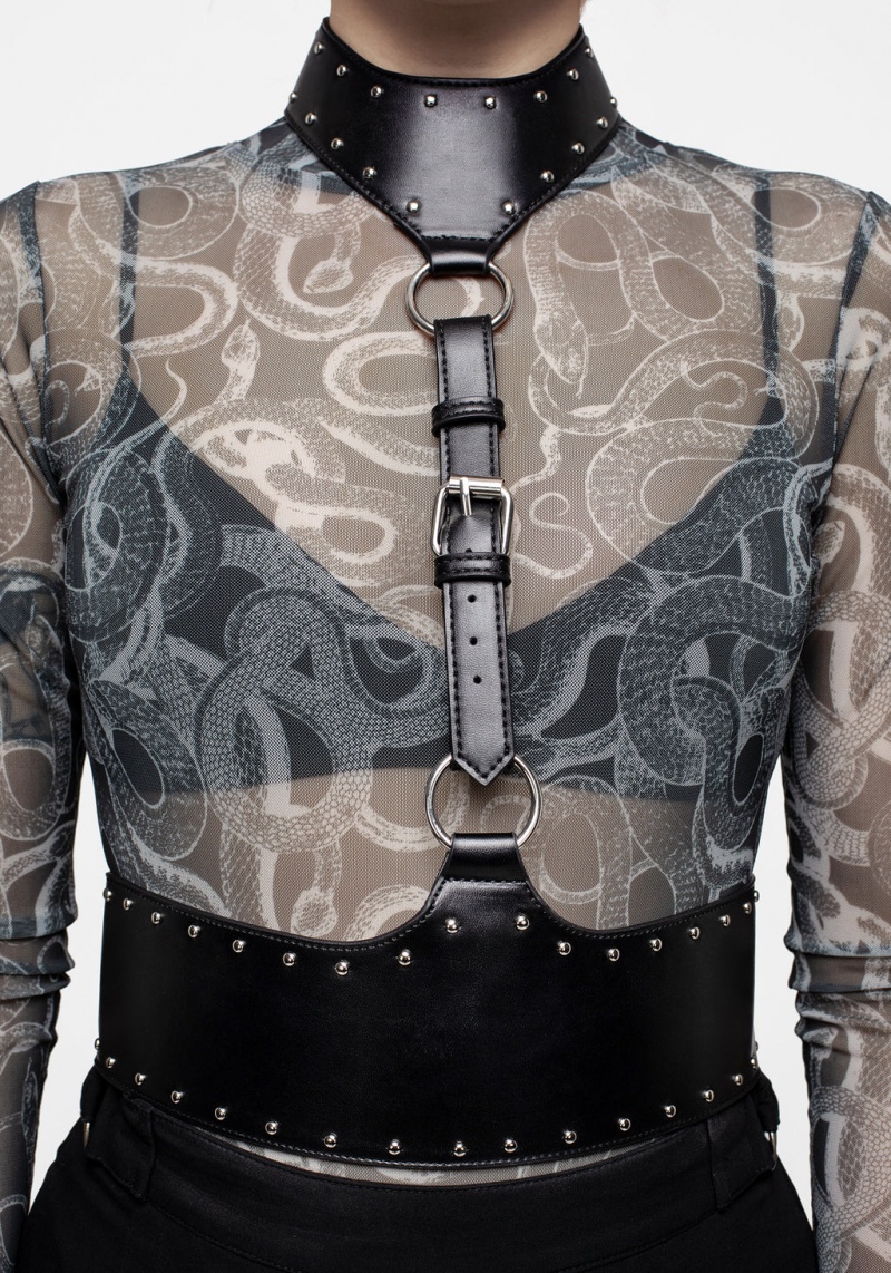 Disturbia Choke Studded Collar Harness | WAD-43125114