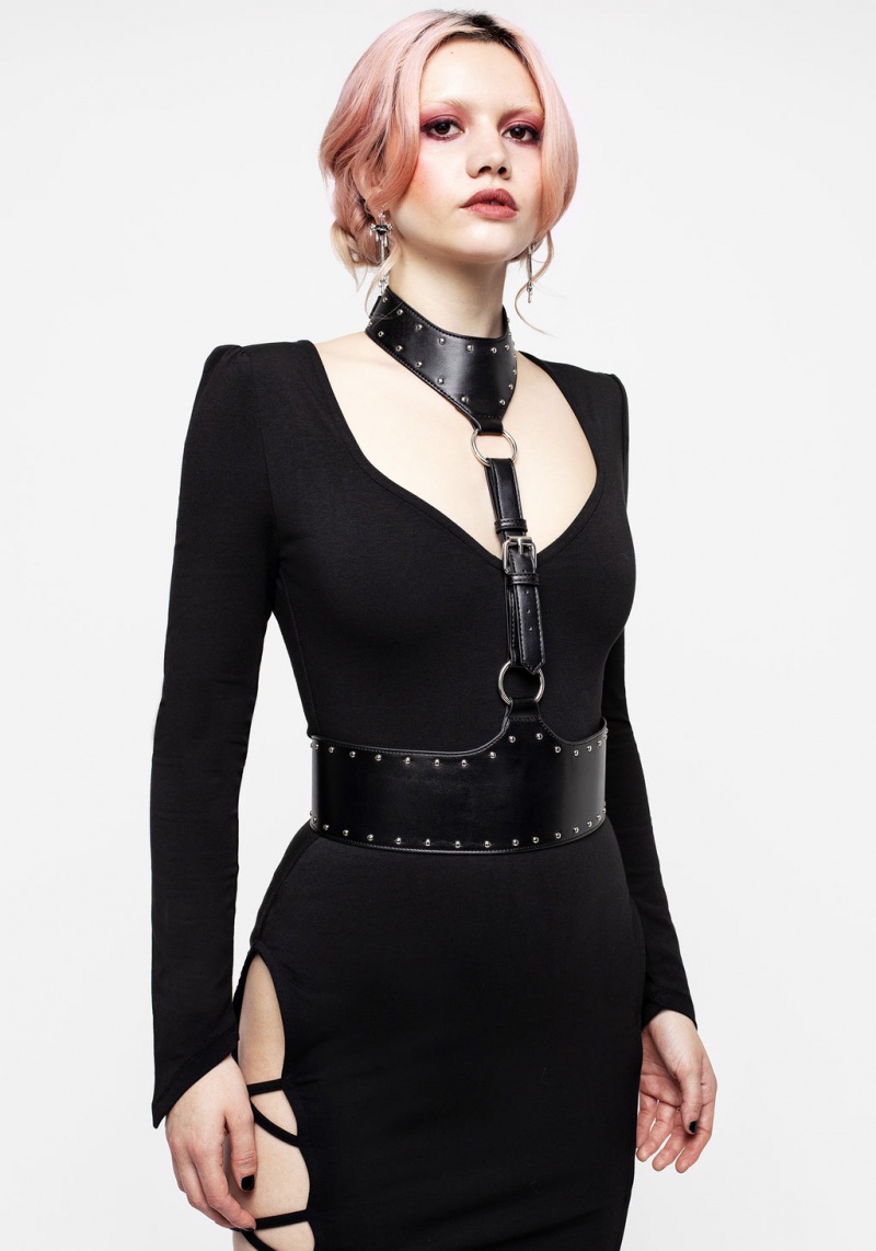 Disturbia Choke Studded Collar Harness | WAD-43125114