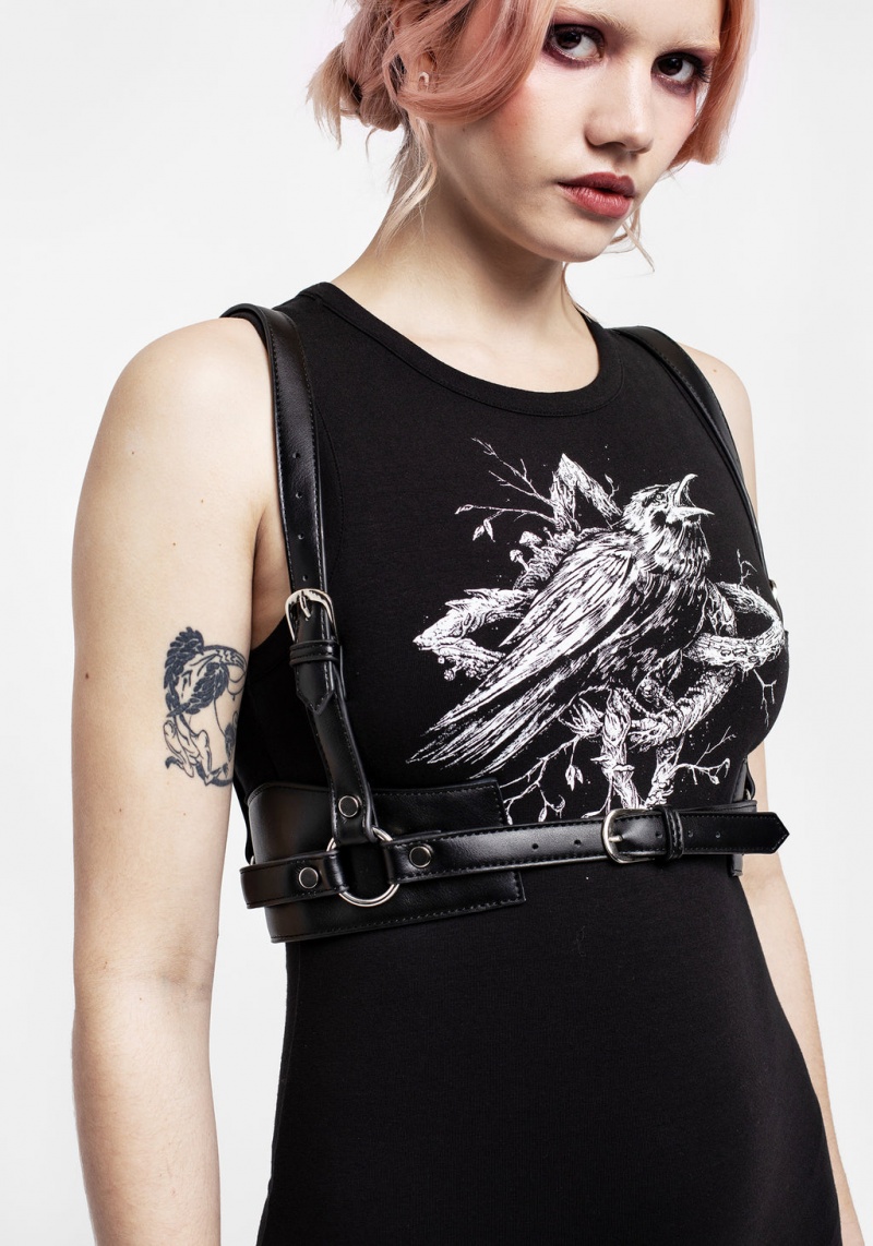 Disturbia Maeve Western Antique Silver Harness | FMS-83381873