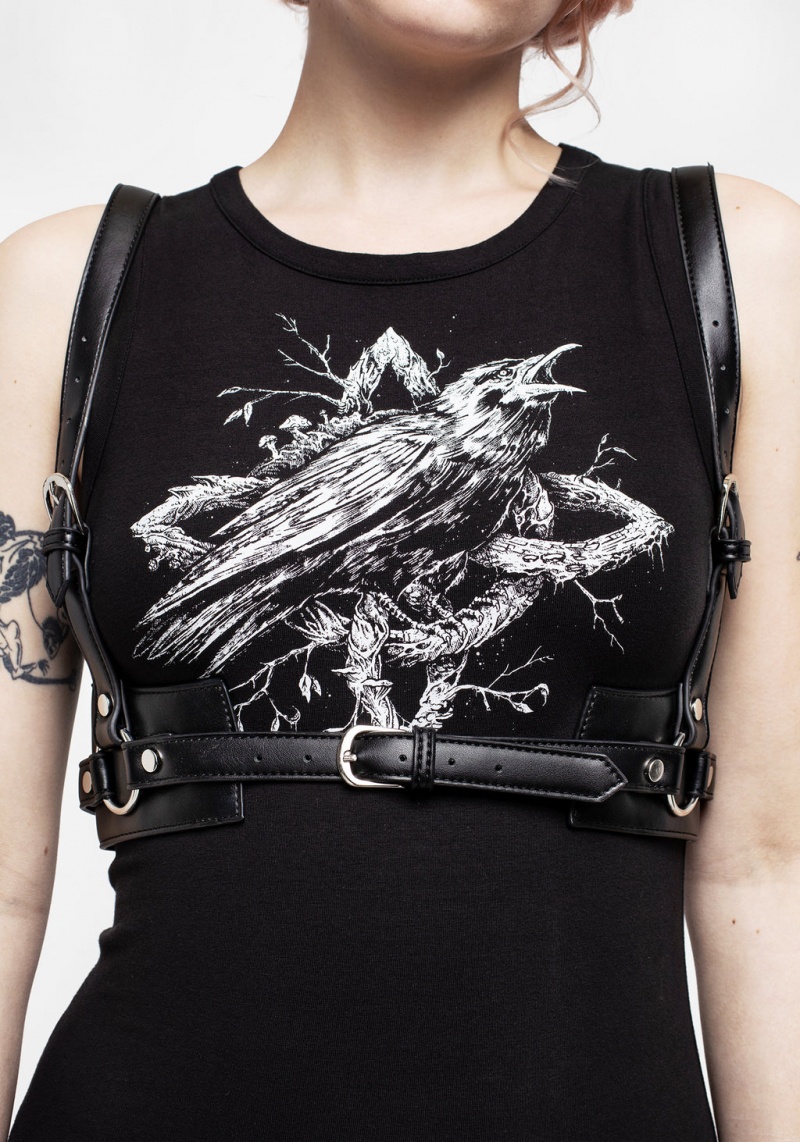 Disturbia Maeve Western Antique Silver Harness | FMS-83381873